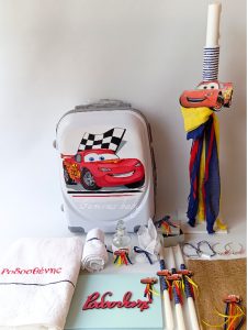 Σετ Βάπτισης “McQueen- Cars” με ζωγραφισμένη βαλίτσα